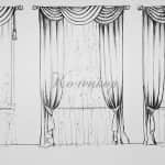Эскиз оформления классическими шторами